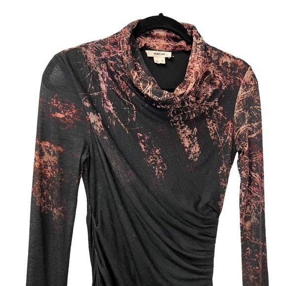 Helmut Lang Wool Rutched Bodycon Asymmetrical Dress - Picture 4 of 12